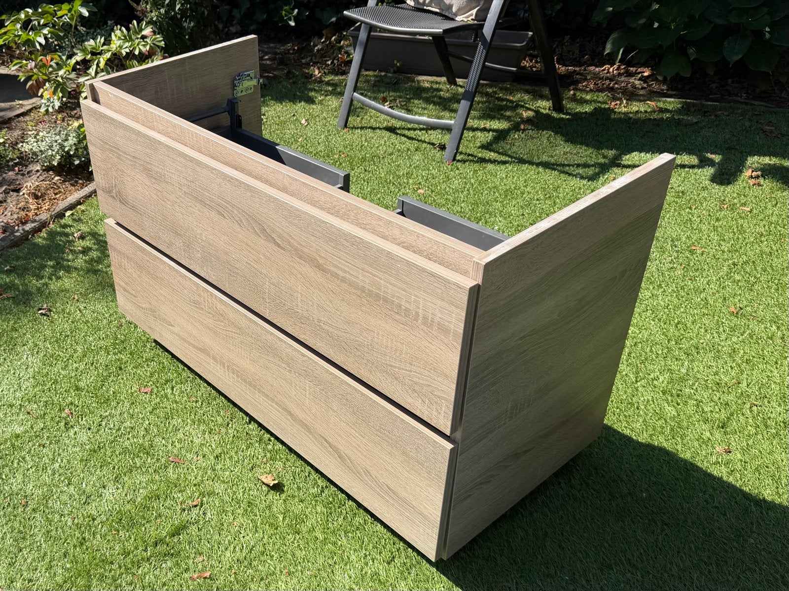 Wastafelonderkast met 2 lades - Houtlook, Ophalen, Gebruikt, 50 tot 100 cm, Minder dan 100 cm