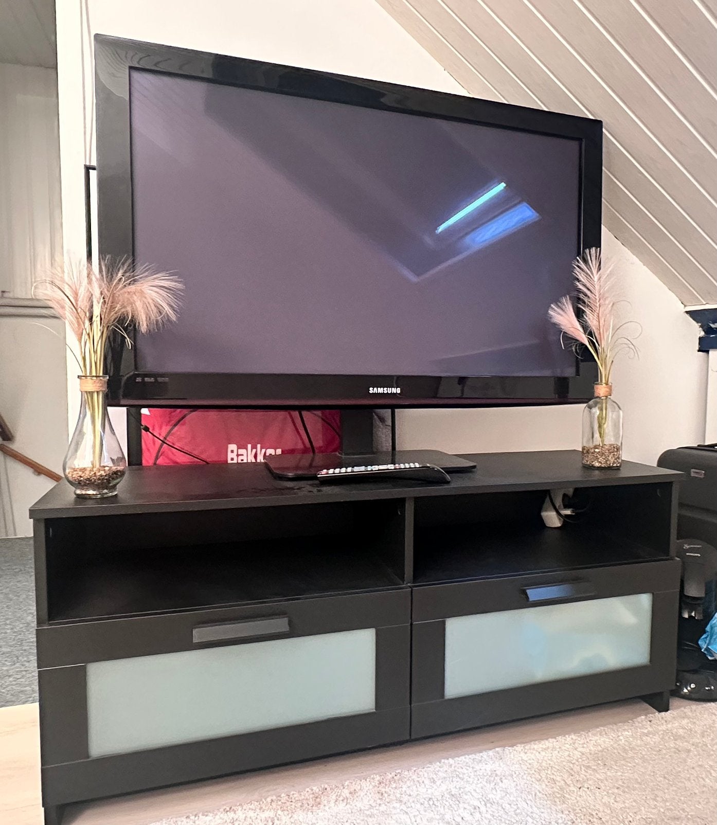 Zwart TV-meubel met opbergruimte ikea brimnes, Ophalen, Gebruikt, 100 tot 150 cm, Minder dan 100 cm