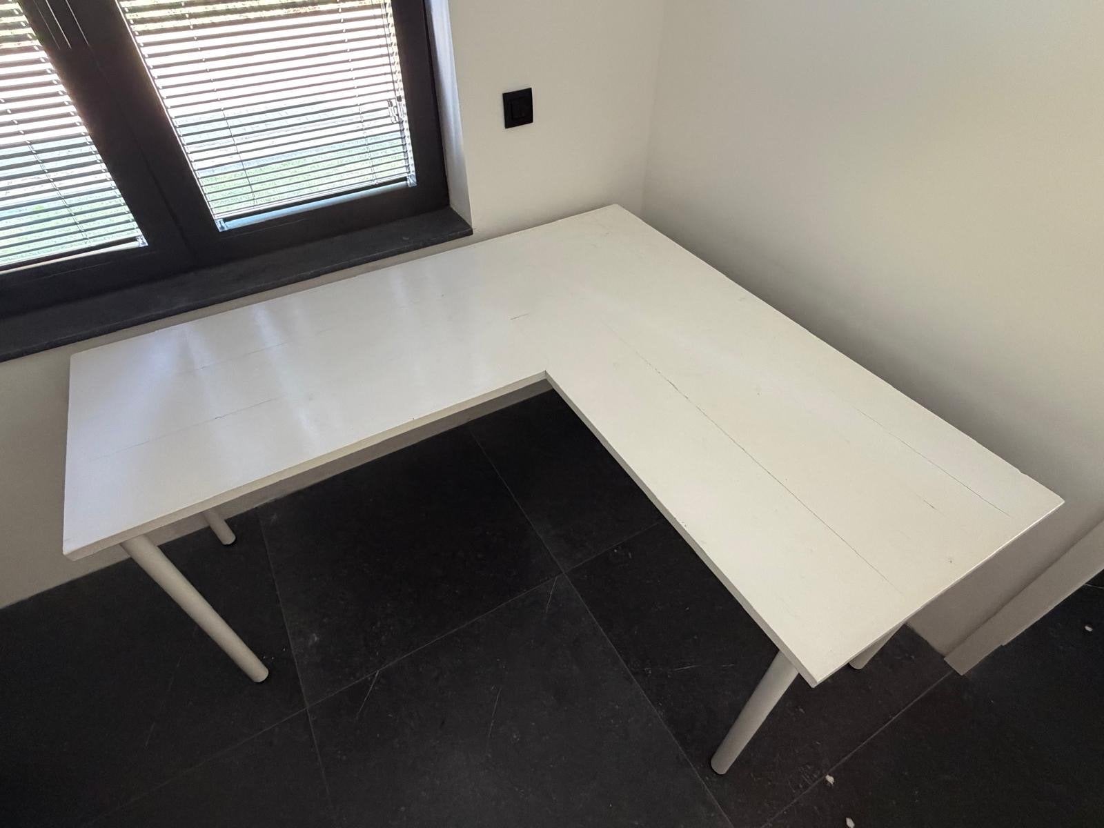 Wit hoekbureau - Ideaal voor thuiskantoor of studeerkamer, Ophalen, Demontabel, Gebruikt, Hout