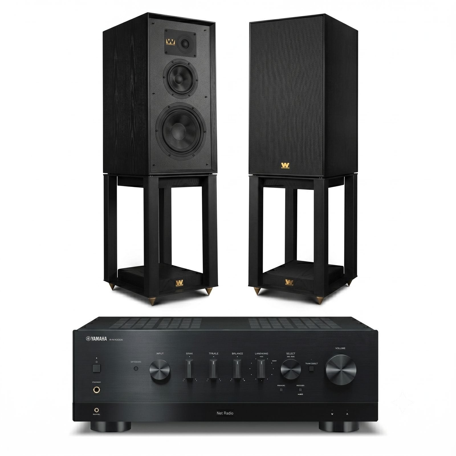 Yamaha R-N1000A & Wharfedale Super Linton Hifi-set