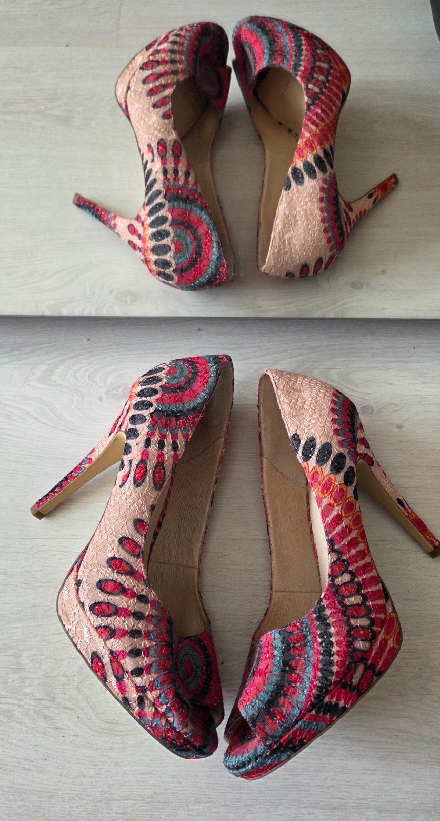 Manfield Peep-toe Pumps Maat 41 - Kleurrijk Patroon, Overige kleuren, Verzenden, Schoenen met hoge hakken, Manfield