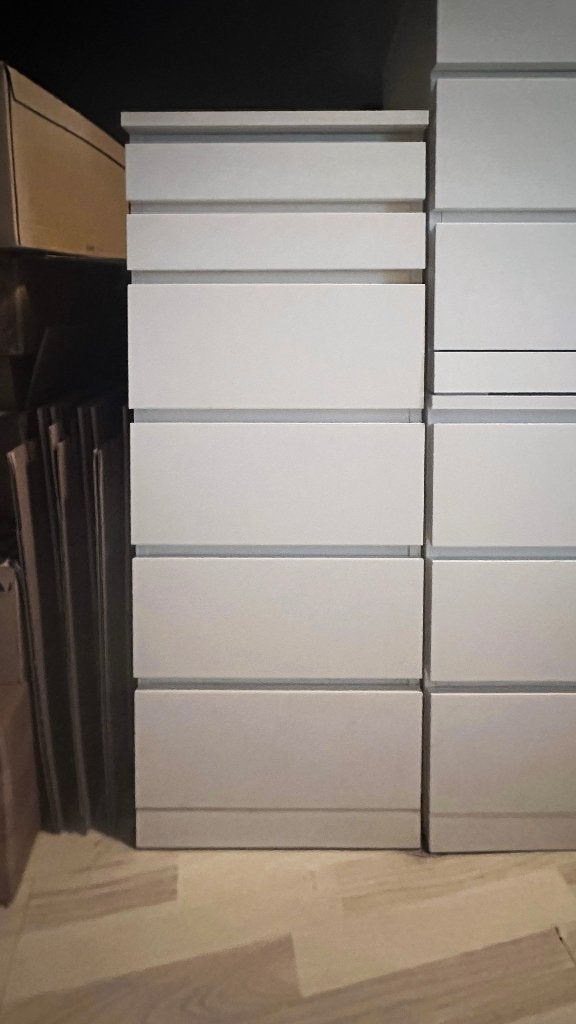 IKEA MALM ladekast met 6 lades en spiegel, wit, Huis en Inrichting, Kasten | Ladekasten, Ophalen, Minder dan 50 cm, 5 laden of meer