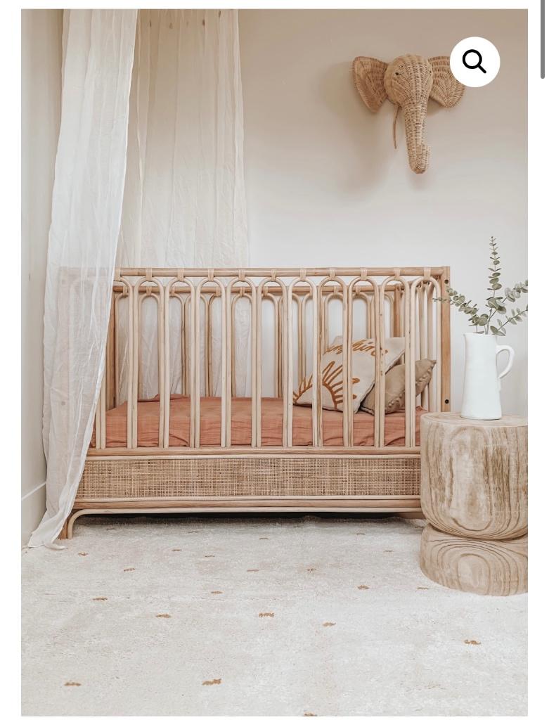 Rotan Ledikant Boho, Kinderen en Baby's, Babywiegjes en Ledikanten, Ophalen, Zo goed als nieuw, Ledikant