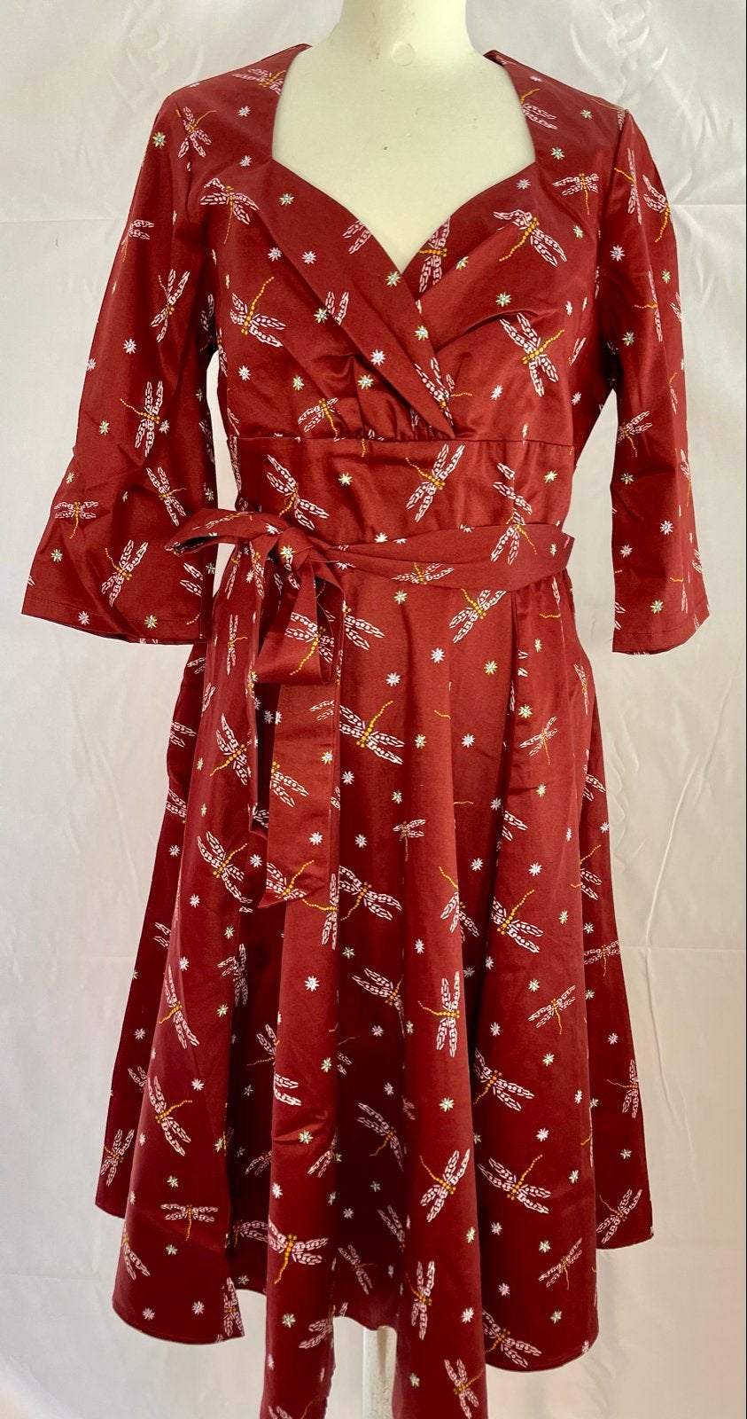 Lindy Bop Rita Dragonfly Jurk - nieuw!, Bruin, Maat 46/48 (XL) of groter, Nieuw, Ophalen of Verzenden