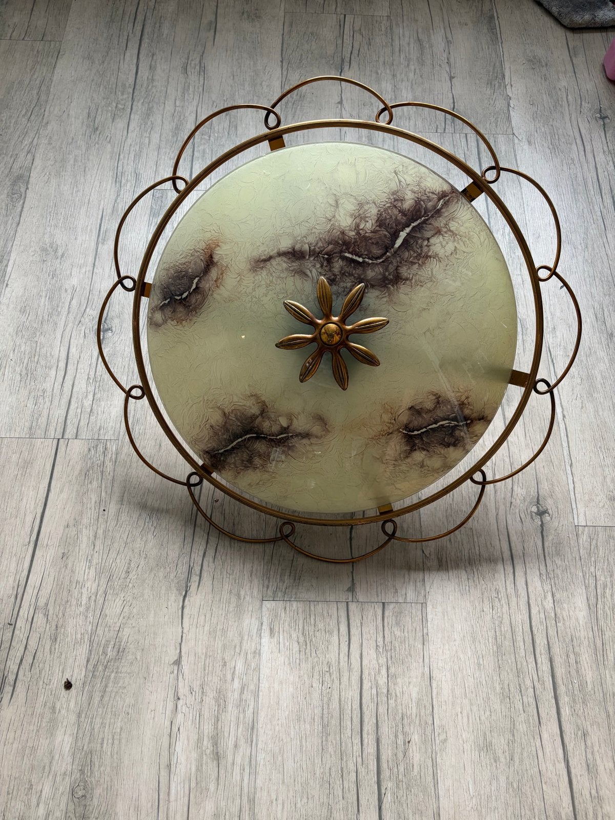 Vintage Plafondlamp met Bloemmotief, Ophalen