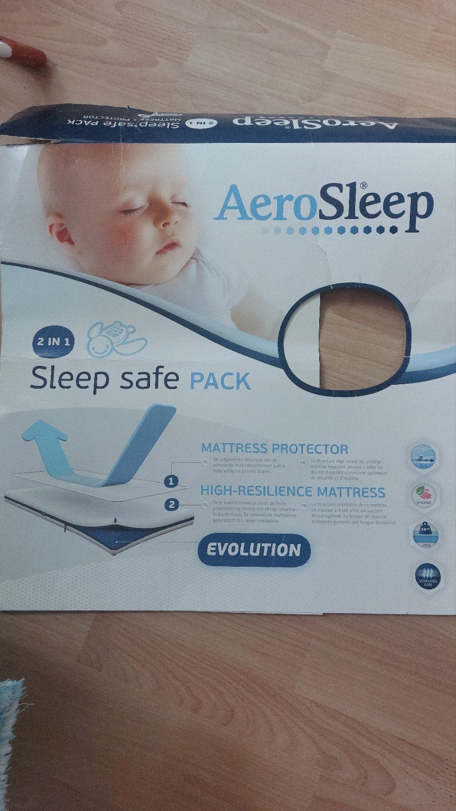 AeroSleep 2-in-1 Sleep Safe Pack Matras&beschermer 60x120cm, Eenpersoons, Ophalen of Verzenden, Zo goed als nieuw, Overige maten