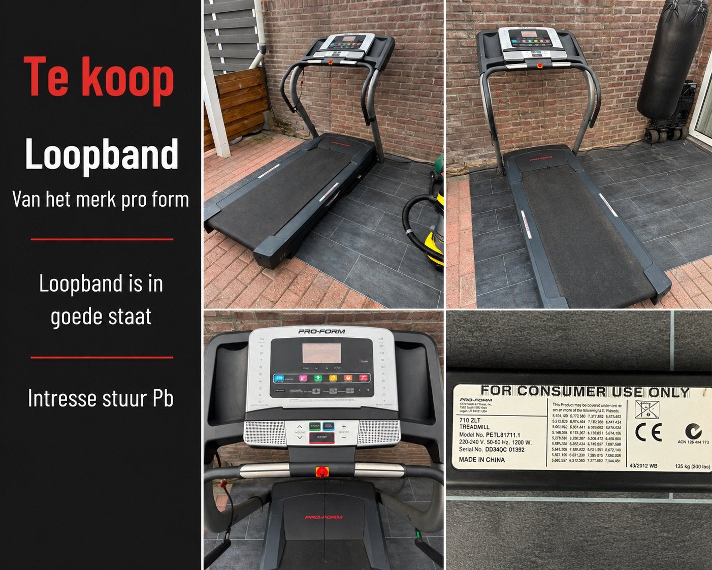 Pro form zlt 710 loopband, Ophalen, Gebruikt, Overige materialen, Loopband