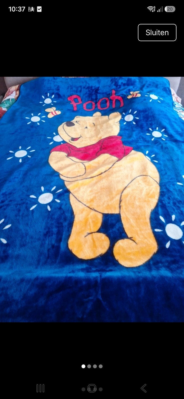 Velours deken/sprei 160x200 met Winnie de Poeh, Blauw, Tweepersoons, Ophalen of Verzenden, Polyester