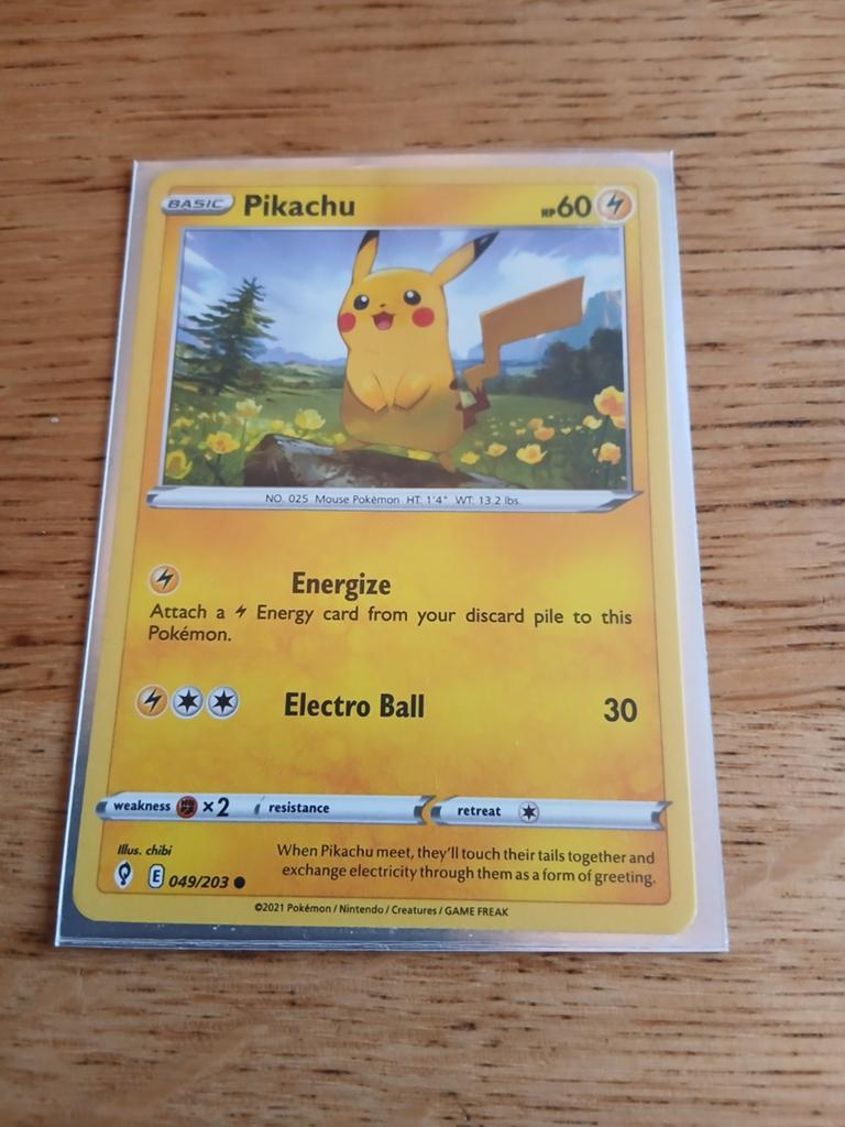 Pikachu Pokémon Kaart 049/203 - Zo goed als nieuw, Ophalen of Verzenden, Zo goed als nieuw, Losse kaart