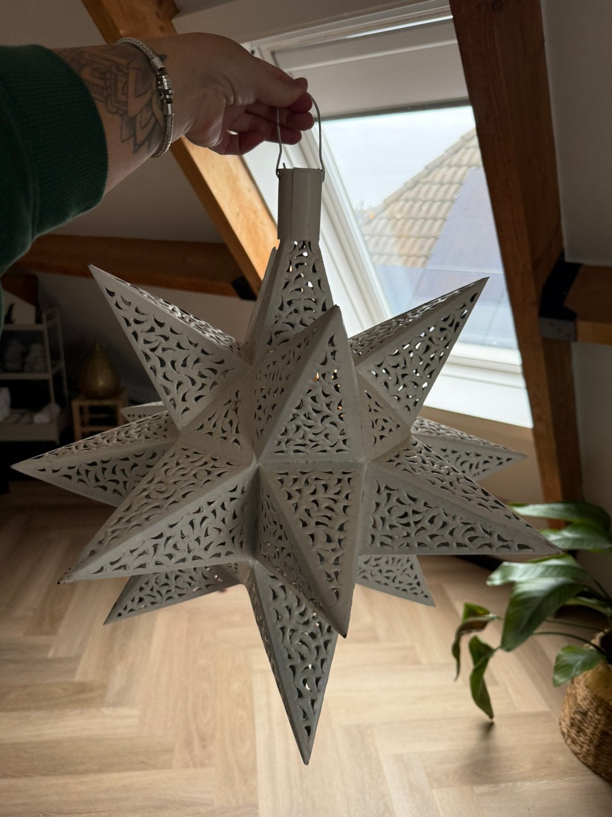 Decoratieve Ster Lamp - Wit Metaal 1001 nacht Marokko, Ophalen, Gebruikt