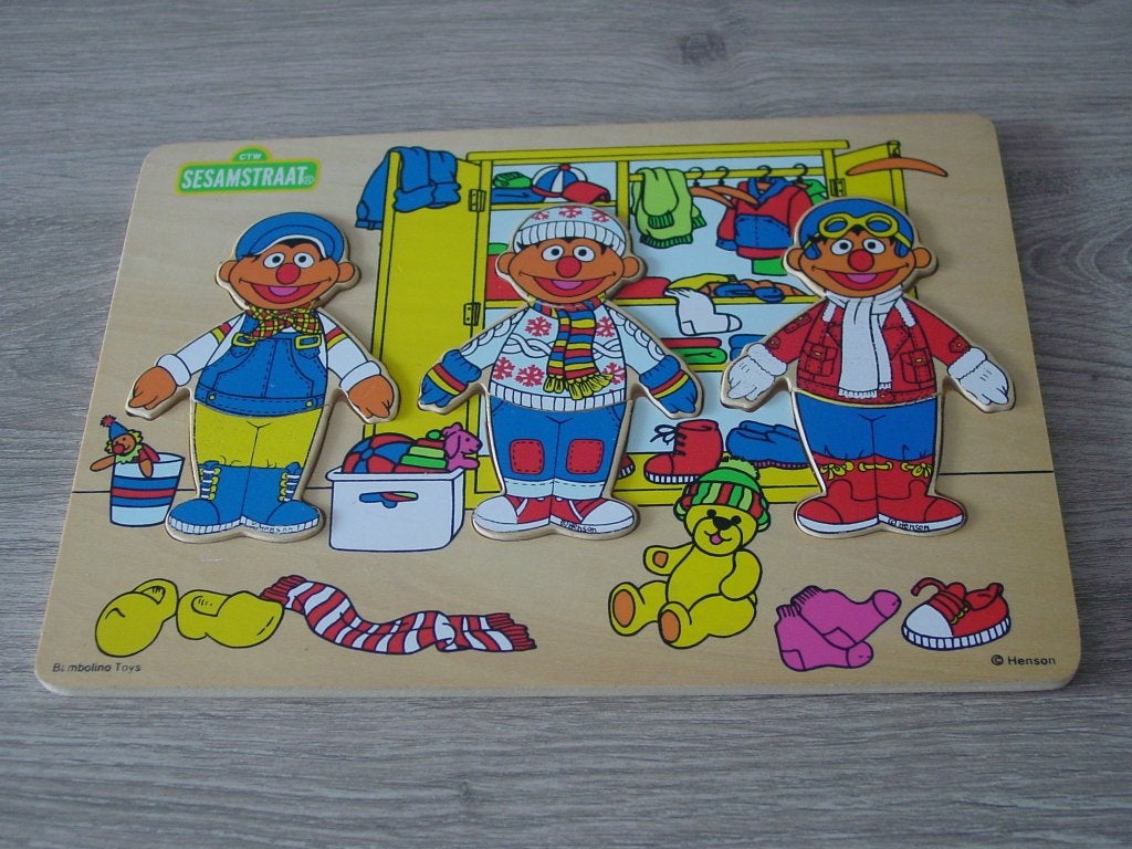 Houten Sesamstraat puzzel, 2 tot 4 jaar, Gebruikt, Ophalen of Verzenden, Van hout