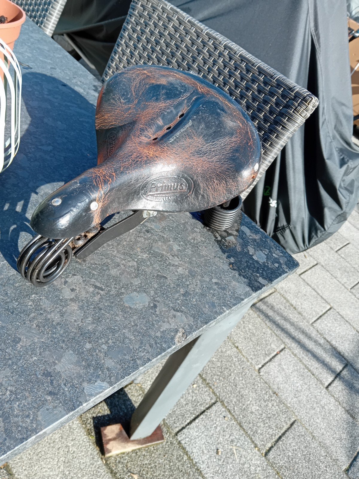 Lederen fietszadel met vering - Lepper Primus, Fietsen en Brommers, Ophalen, Gebruikt, Leer, Lepper Primus