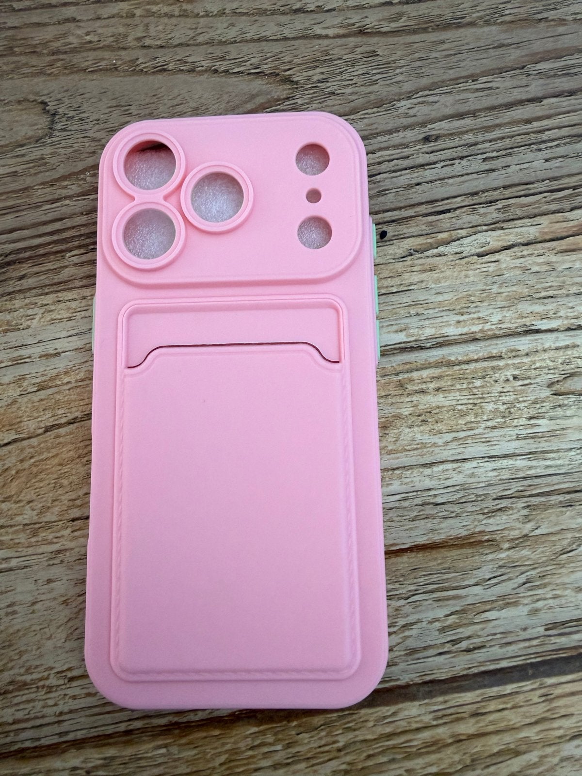 Roze iPhone 17Pro hoesje met pasjeshouder - Nieuw, Telecommunicatie, IPhone 7 Plus, Nieuw, Hoesje of Tasje, Siliconen