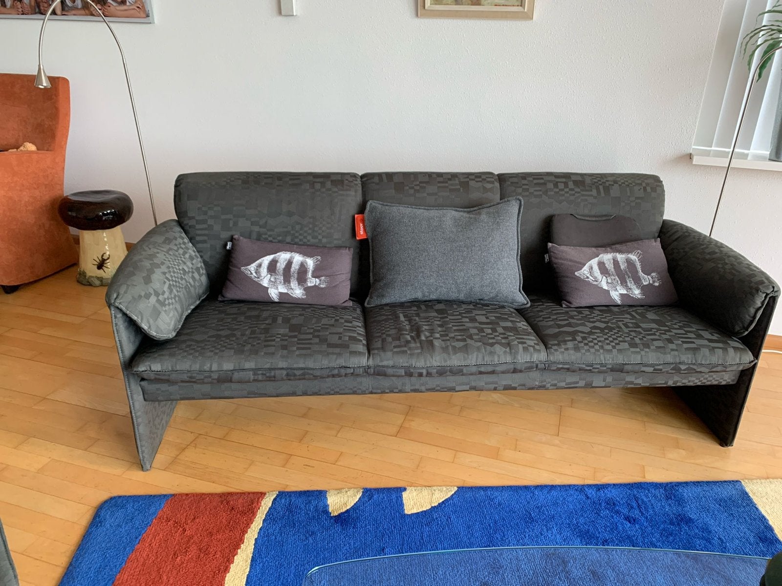 Leolux Bora Antraciet Stoffen 3-zits en 2-zitsbank Set, Huis en Inrichting, Banken | Bankstellen, Ophalen, Gebruikt, 150 tot 200 cm
