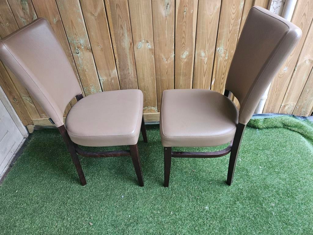 2x De Arend eetkamerstoelen - Beige kunstleer, Ophalen, Modern, Klassiek, Gebruikt, Twee
