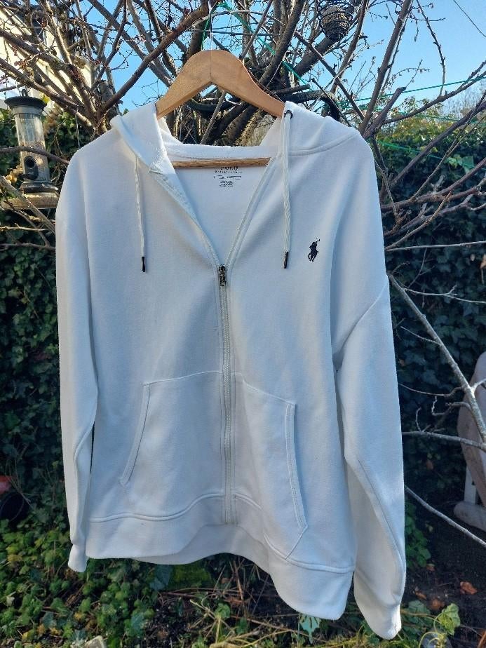Witte hoodie Ralph Lauren maat XL wit vest met rits, Wit, Maat 56/58 (XL), Ophalen of Verzenden, Polo Ralph Lauren