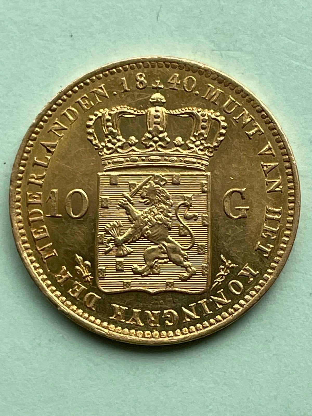 Tientje 1840 over 37 overslag prachtig, Postzegels en Munten, Munten | Nederland, Verzenden, Goud, Koning Willem I, Losse munt