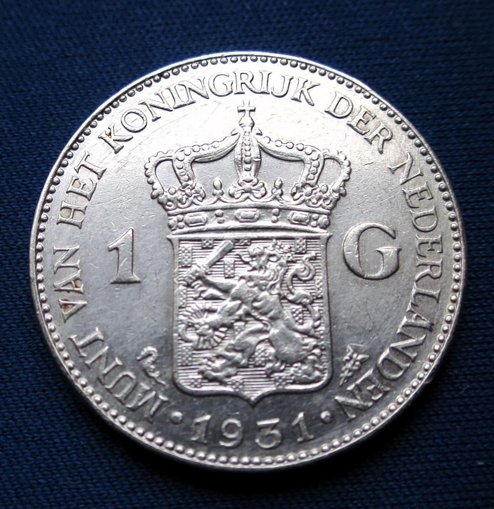 (Set 2) Nederland 1 Gulden Zilver Wilhelmina 1931, Ophalen, 1 gulden, Koningin Juliana, Zilver