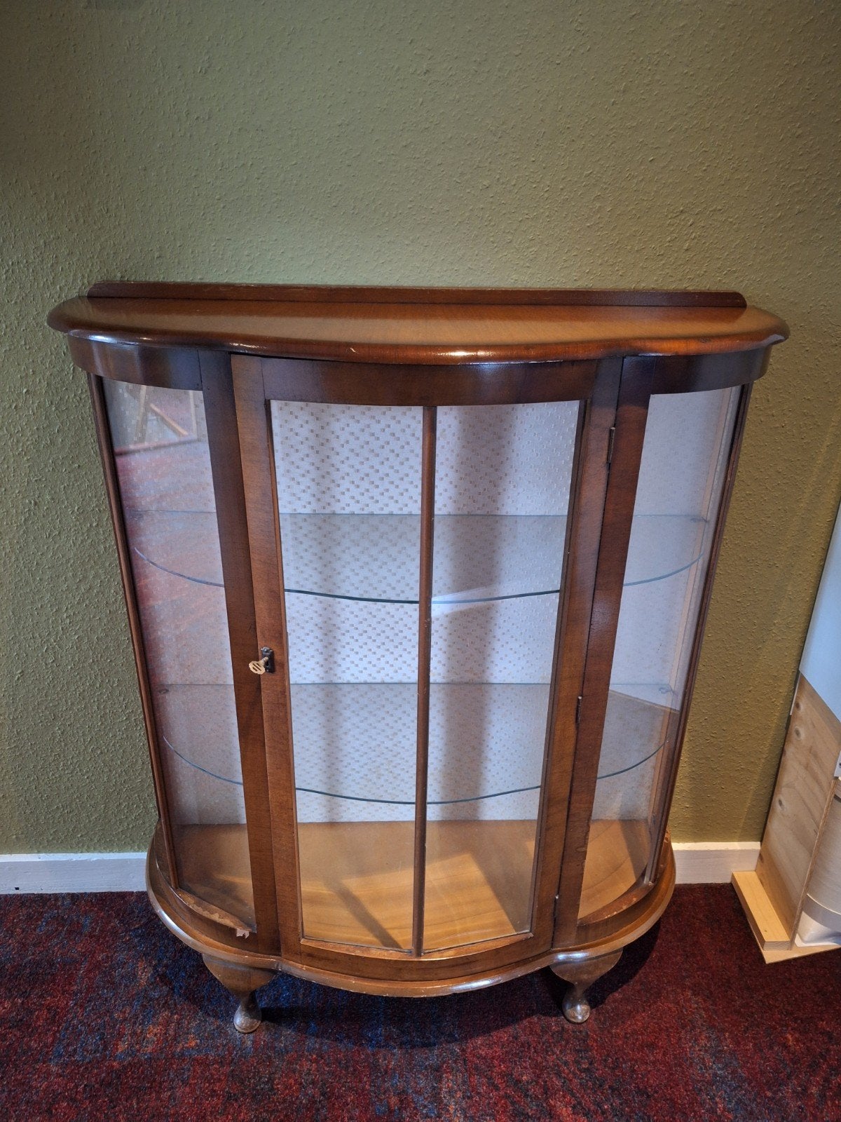 Antiek vitrinekastje vitrine kast glazen planken Queen Ann, Gebruikt, 100 tot 150 cm, 100 tot 150 cm, 25 tot 50 cm