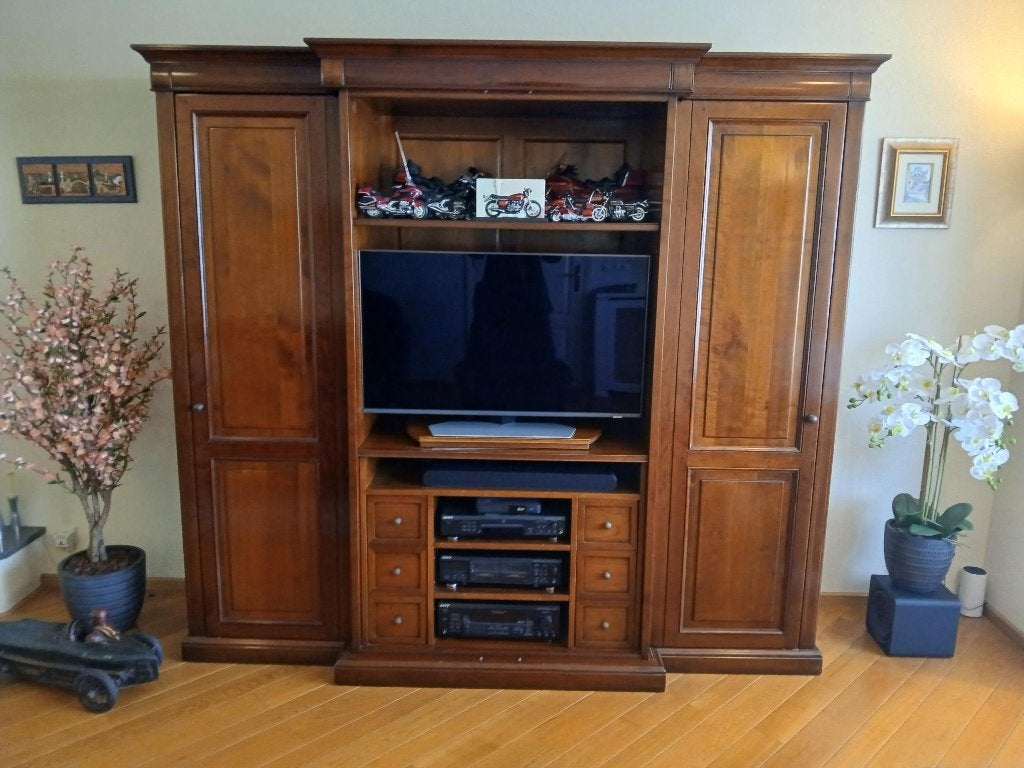 Selva TV/Audio massief kersenhouten wandmeubel, Ophalen, Gebruikt, 200 cm of meer, Met lade(s)