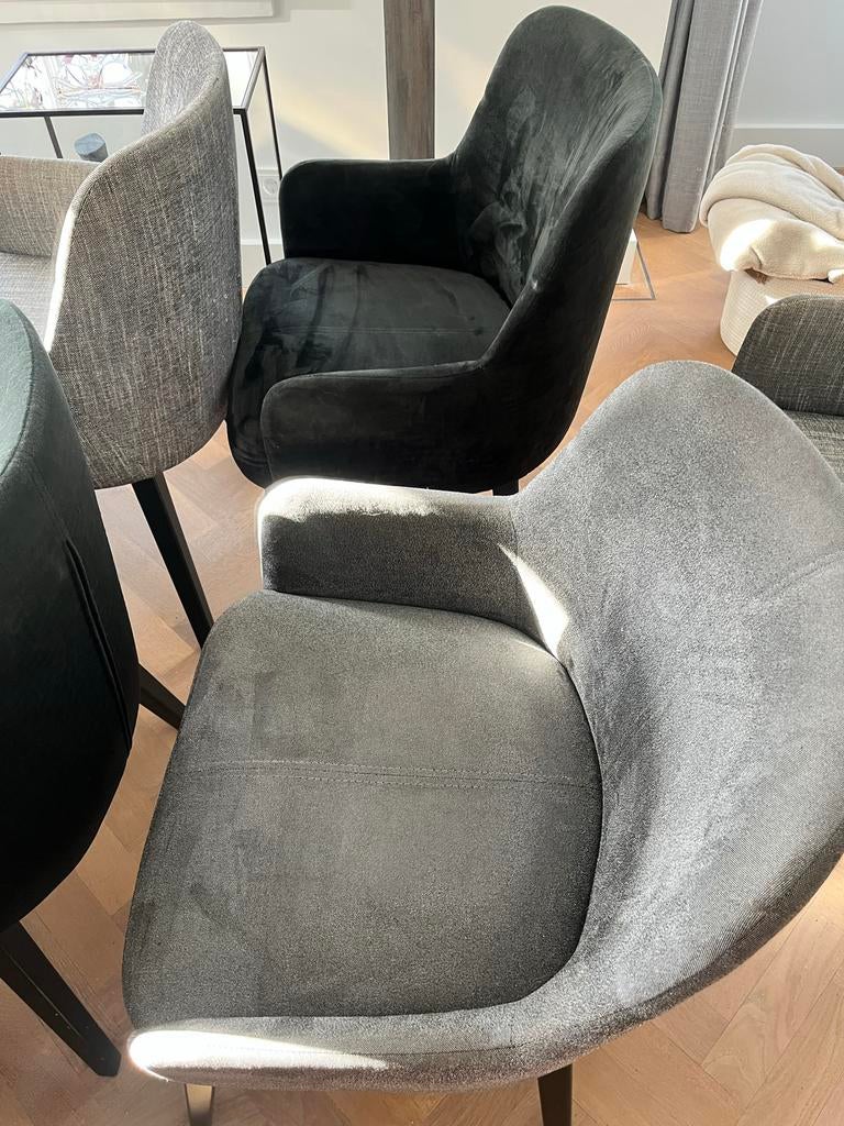 8 massieve eetkamerstoelen van Melchior Den Haag, Ophalen, Gebruikt, Grijs, Vijf, Zes of meer stoelen