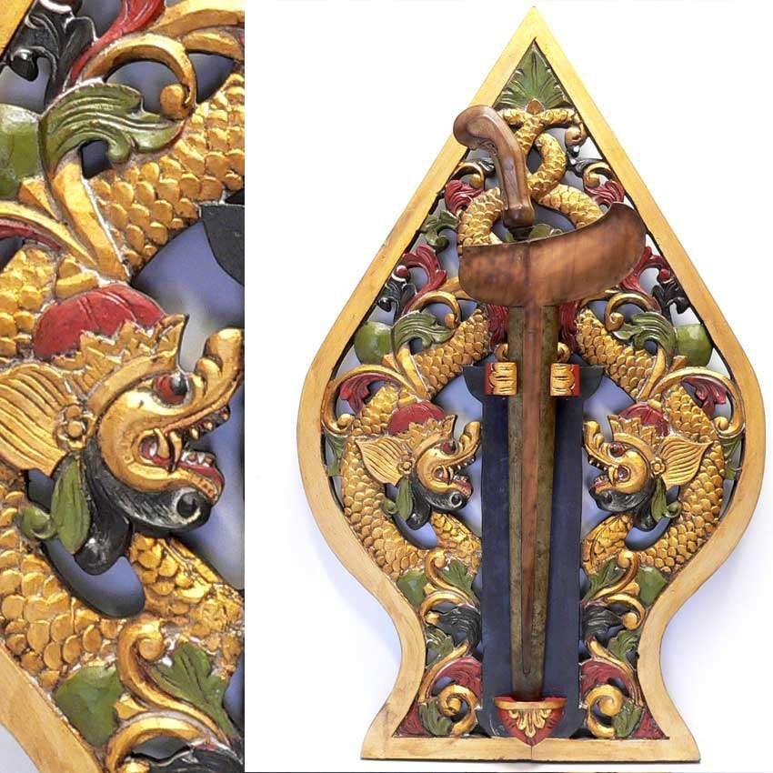 Blawong Gunungan met Naga's Keris houder Kris bord BZ1 draak, Ophalen of Verzenden