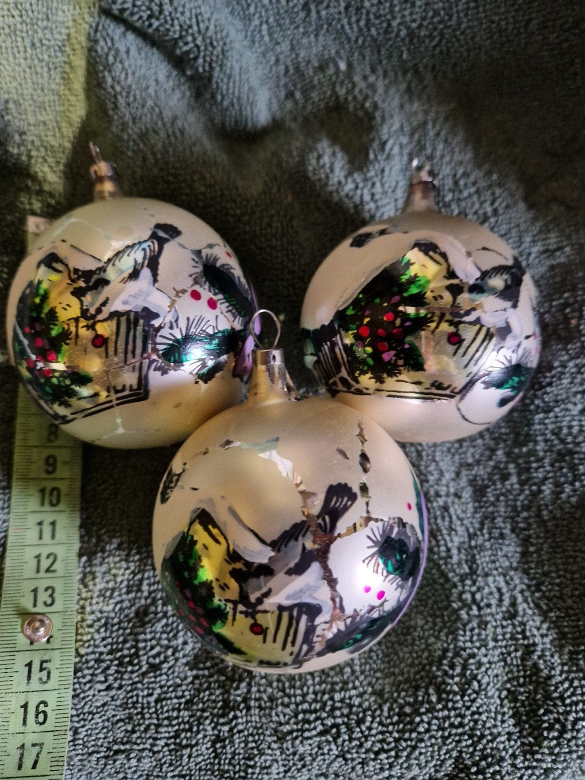 3 VINTAGE GLAZEN KERSTBALLEN, Diversen, Ophalen of Verzenden