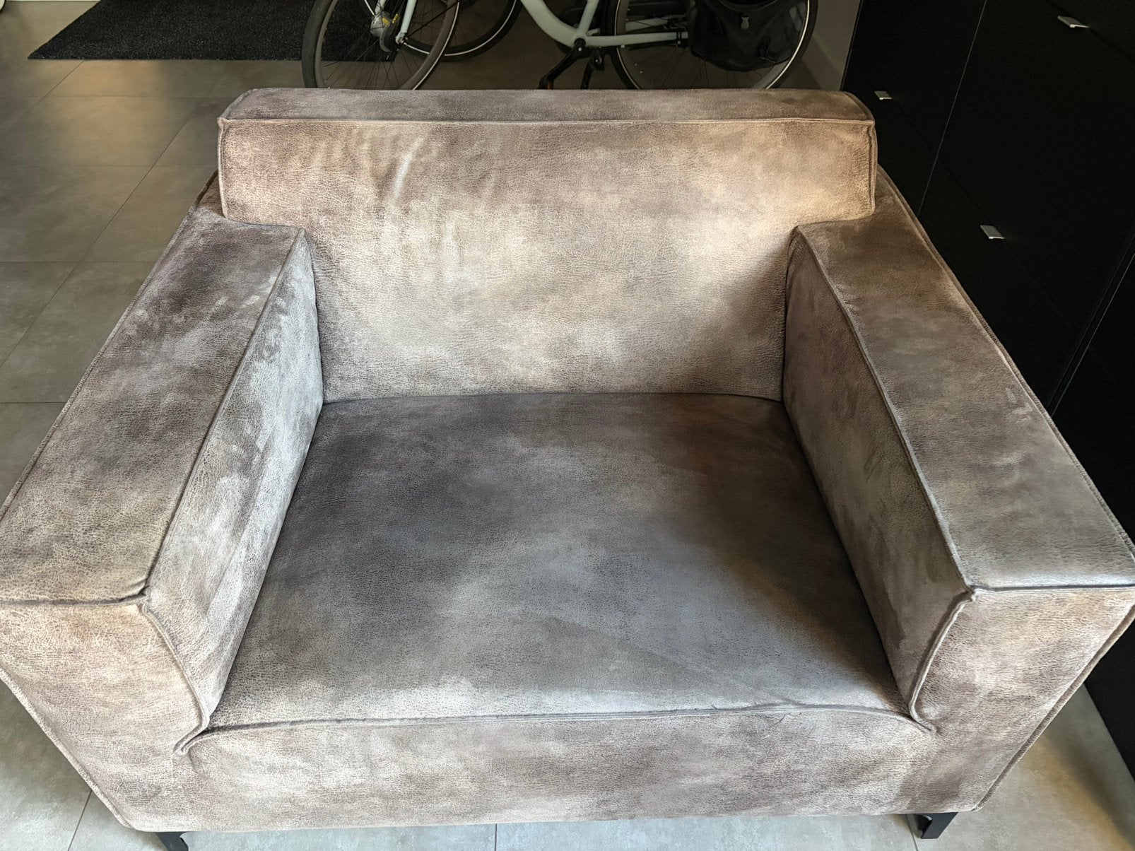 Taupe loveseat, Huis en Inrichting, Fauteuils, Ophalen, Gebruikt, 75 tot 100 cm, 100 tot 125 cm