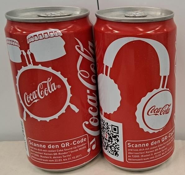 Cola-Cola Blikkenset uit Duitsland muziek 2 st., Ophalen of Verzenden, Gebruikt, Verpakking