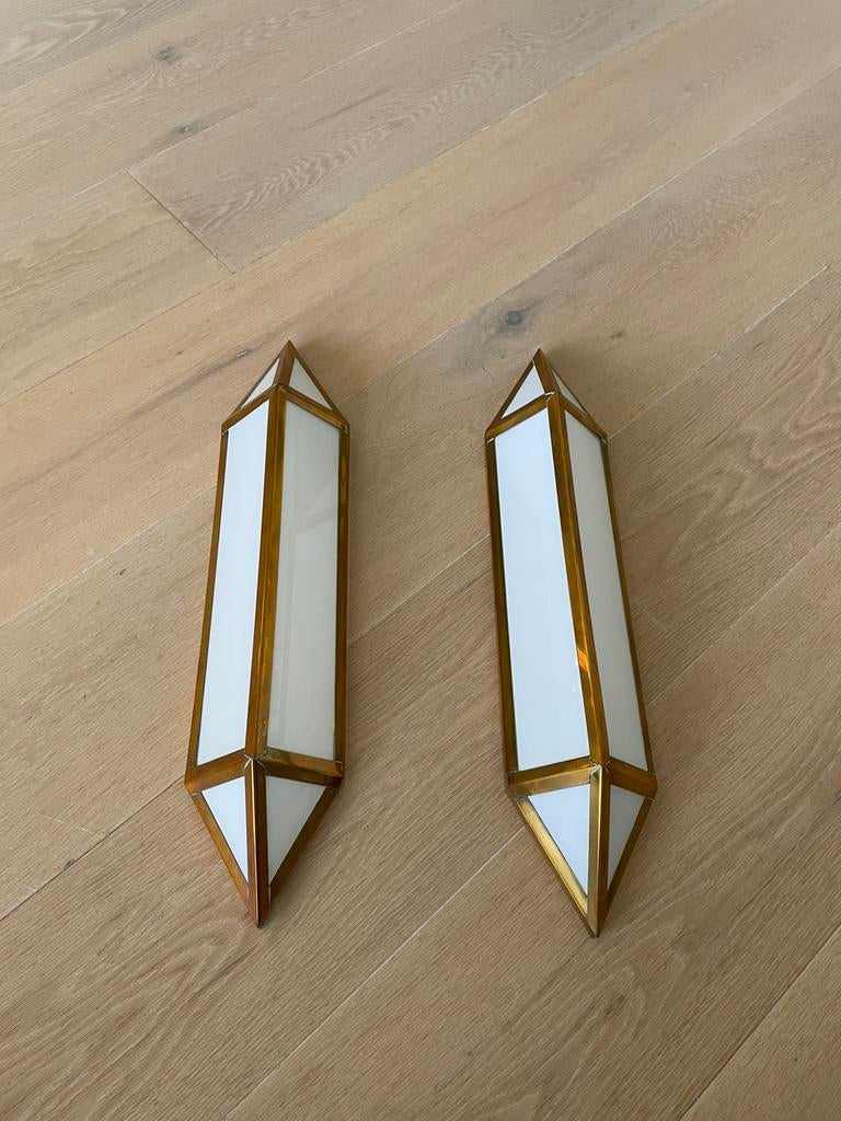 2 prachtige Art Deco wandlampen, Huis en Inrichting, Lampen | Wandlampen, Ophalen, Gebruikt, Glas