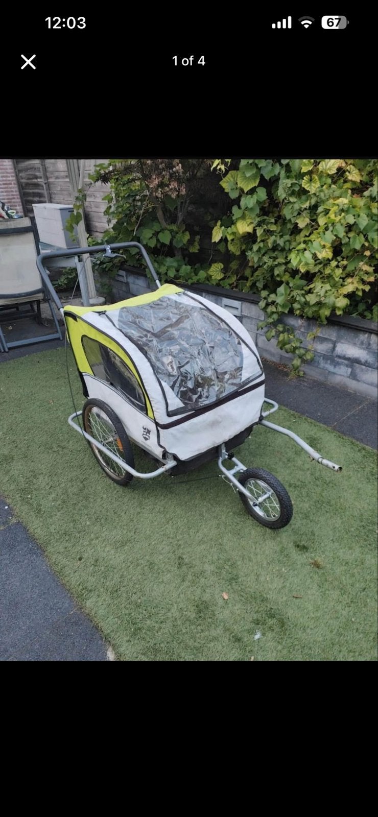 Fietsaanhanger 2 zits met schokbreker, Gebruikt, Vering, 80 kg of meer, Ophalen of Verzenden