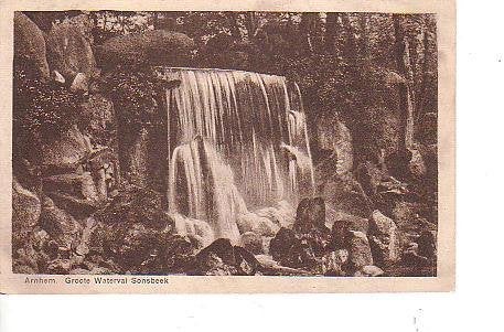 Ansichtkaart 	Arnhem	Park Sonsbeek	Grote Waterval, Verzamelen, Ansichtkaarten | Nederland, Verzenden, 1920 tot 1940, Gelopen, Gelderland