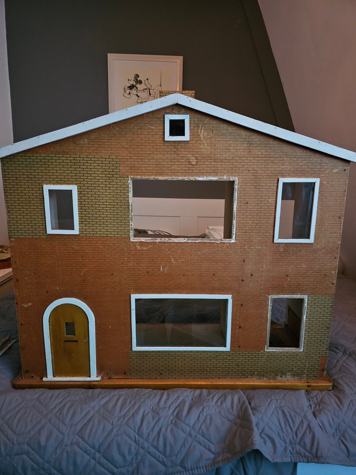 Handgemaakt opknap poppenhuis met meubels en poppen, Ophalen