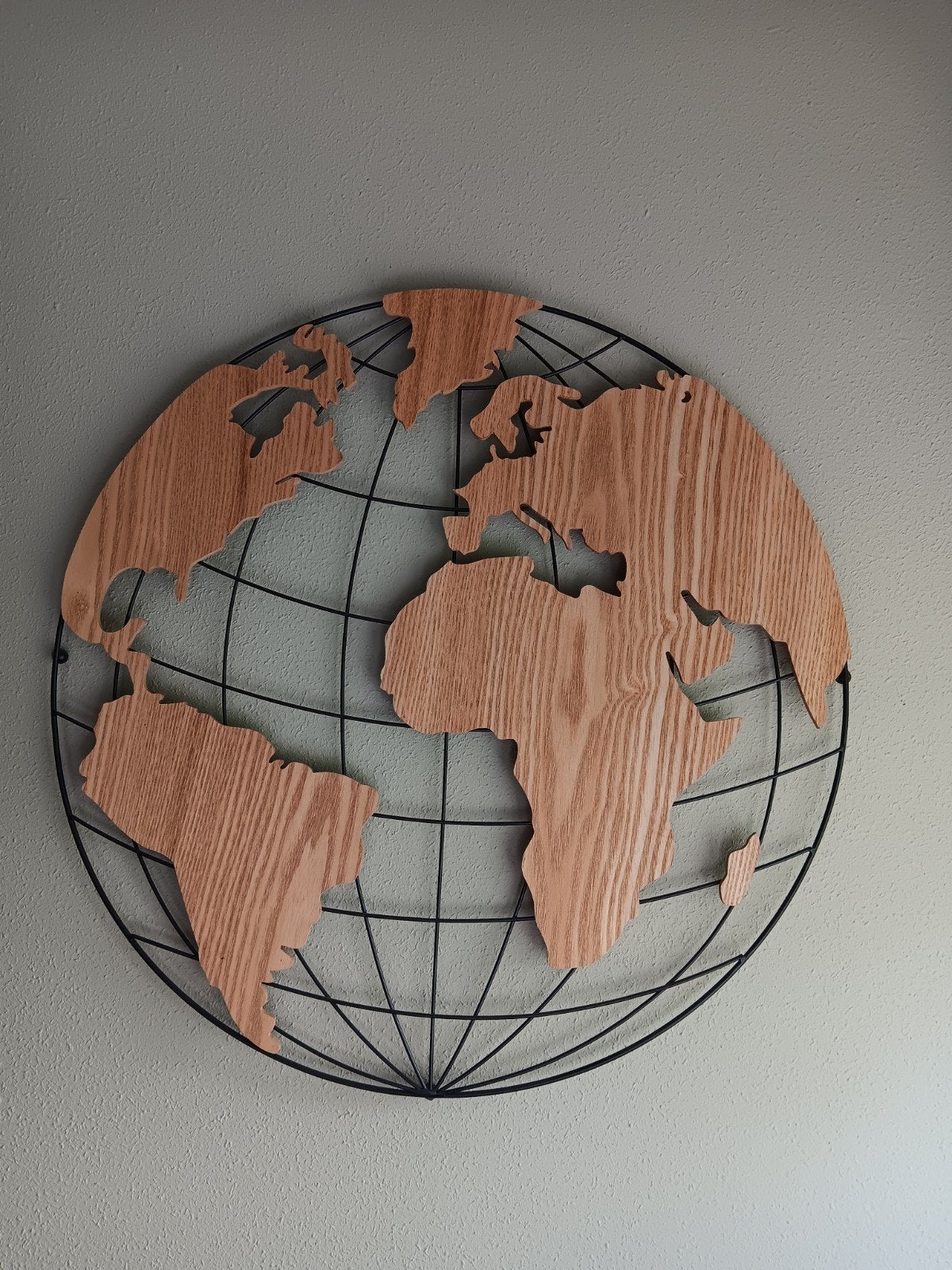 Houten Wereldkaart Wanddecoratie - Modern & Stijlvol, Ophalen, Hout, Meerkleurig, Decoratieobject
