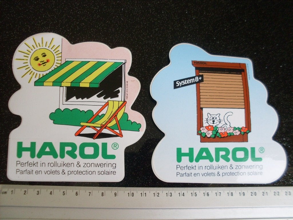 2x sticker harol logo rolluiken & zonwering system 8+, Verzamelen, Stickers, Verzenden, Zo goed als nieuw, Merk