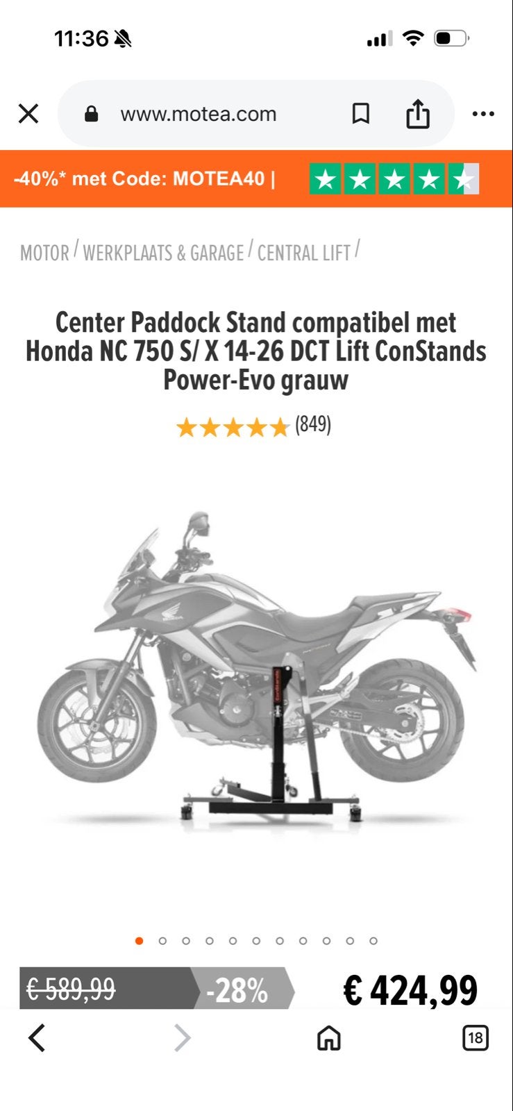 ConStands Power-Evo Middenbok voor Honda NC 750 S/X, Ophalen, Nieuw