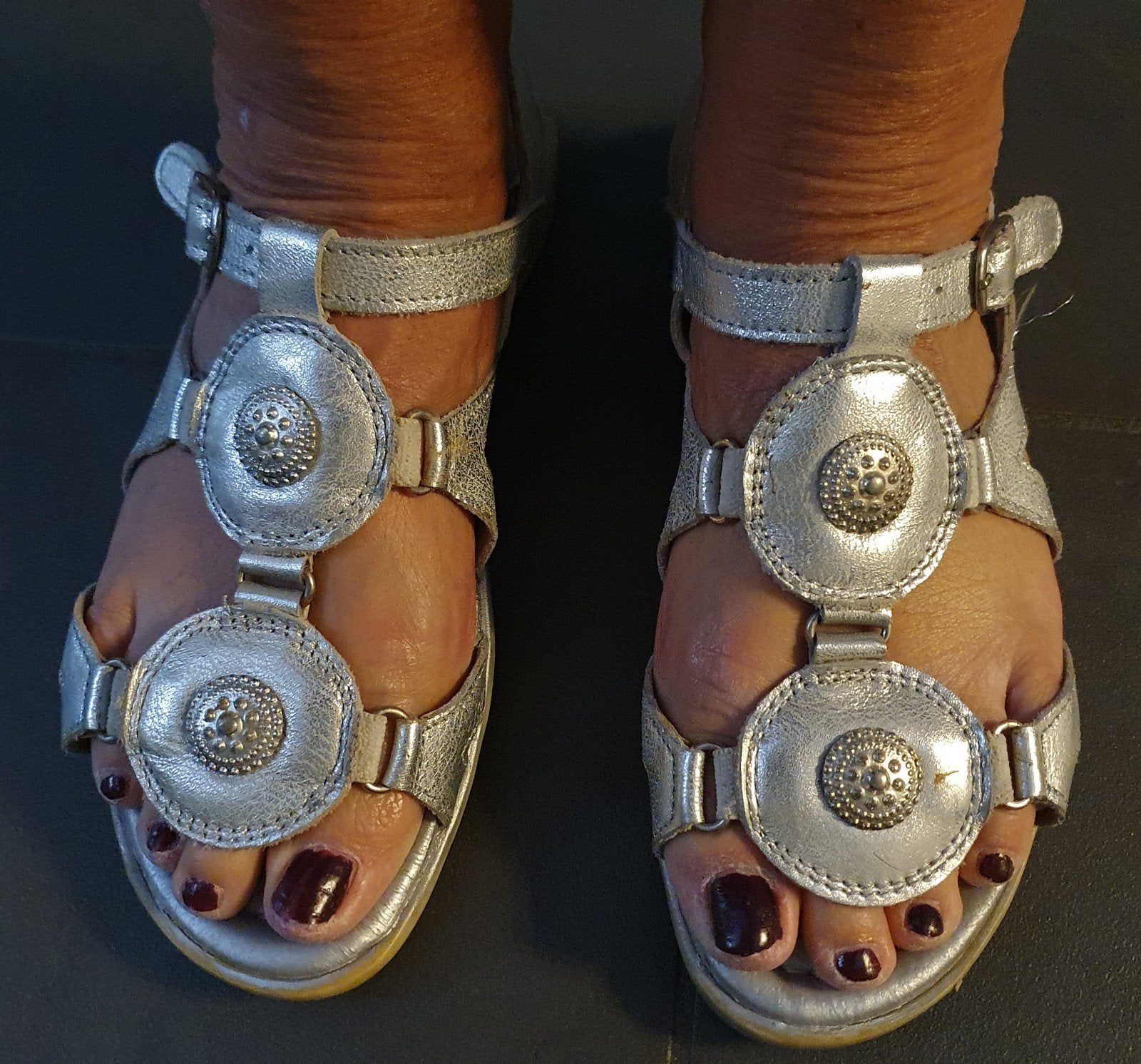 Leren zilveren Cattino sandalen mt 38, Overige kleuren, Gedragen, Cattino, Sandalen of Muiltjes