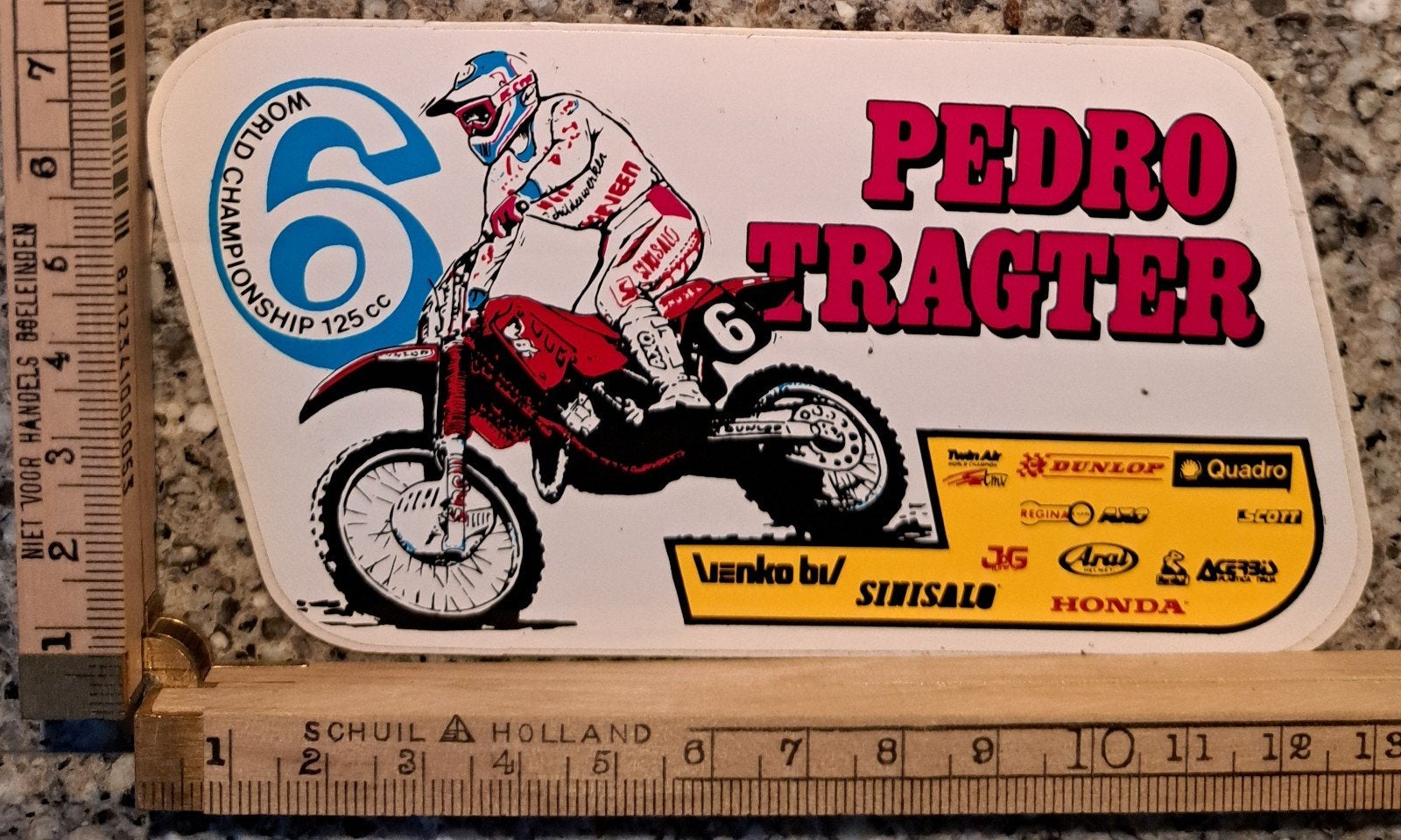 Vintage sticker Pedro Tragter Sinisalo Honda KTM Renthal PKS, Ophalen of Verzenden, Zo goed als nieuw