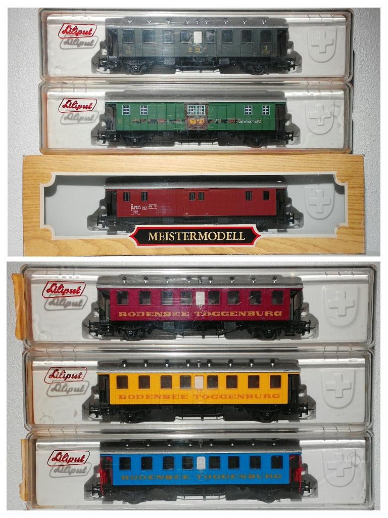 Liliput 6x BT Bahn / EBT Bahn / SBB rijtuigen, Gelijkstroom of Wisselstroom, Wagon, Ophalen of Verzenden, Zo goed als nieuw