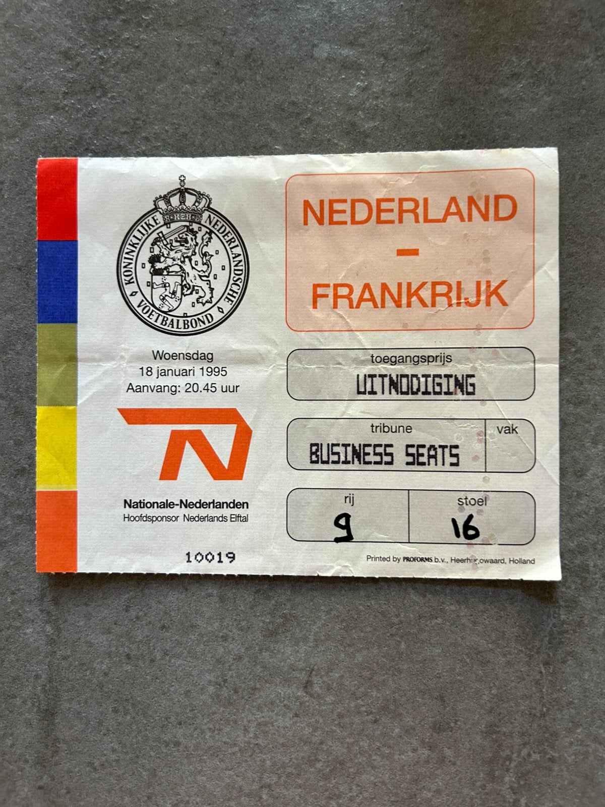 Nederland - Frankrijk ticket, Ophalen of Verzenden, Gebruikt, Overige binnenlandse clubs, Overige typen