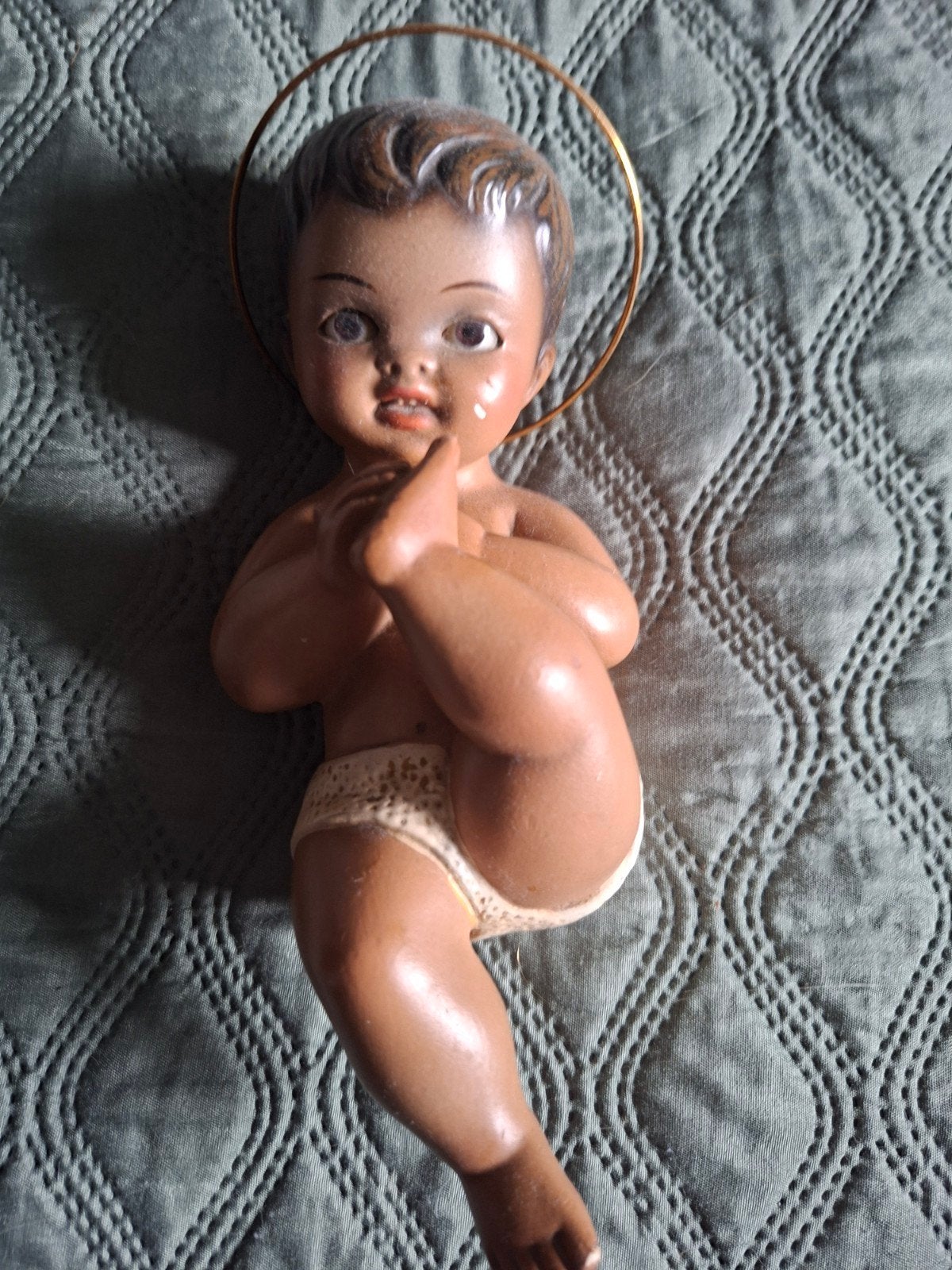 vintage beeldje van baby jezus, Verzamelen, Poppen, Ophalen of Verzenden, Gebruikt, Pop