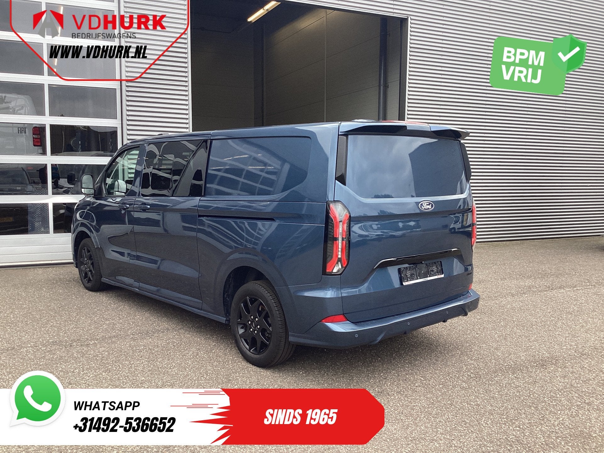 Ford Transit Custom 2.0 TDCI 170 pk Aut. L2 Sport DC Dubbel, Auto's, Automaat, Gebruikt, 4 cilinders, Blauw