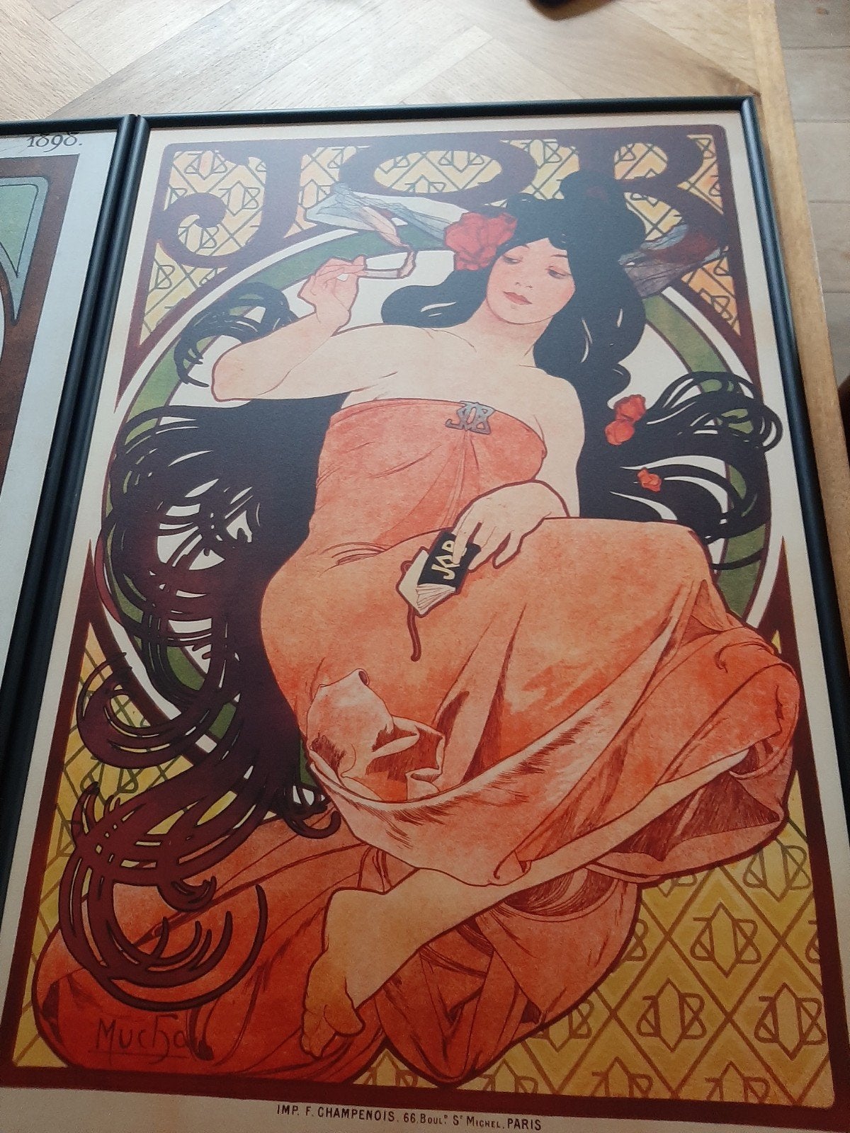 Plaat van Mucha Art  Nouveau., Antiek en Kunst, Ophalen