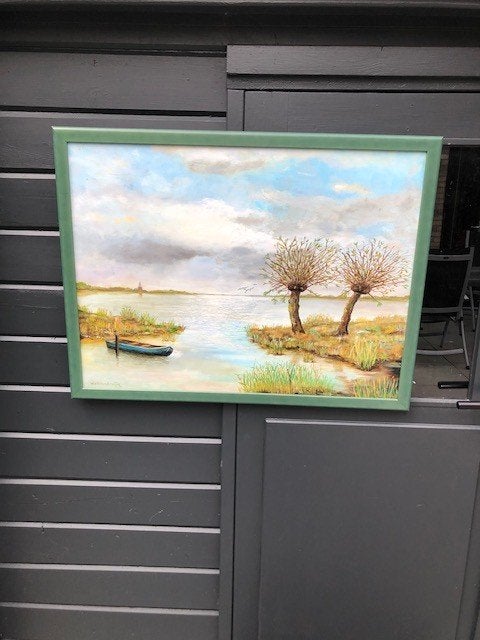 OLIEVERF VAN DE NIEUWKOOPSE PLAS      5118, Ophalen of Verzenden, Minder dan 50 cm, Schilderij