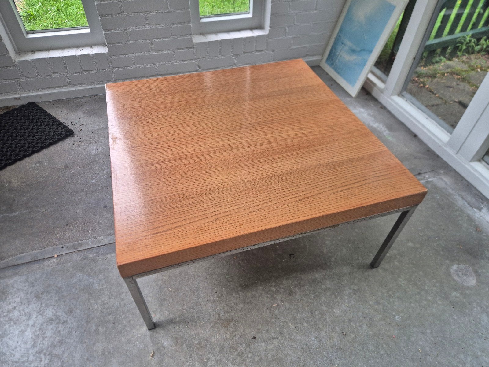 Ikea Klubbo lounge tafel met houten bovenkant, Gebruikt, 50 tot 100 cm, Vierkant, 50 tot 100 cm