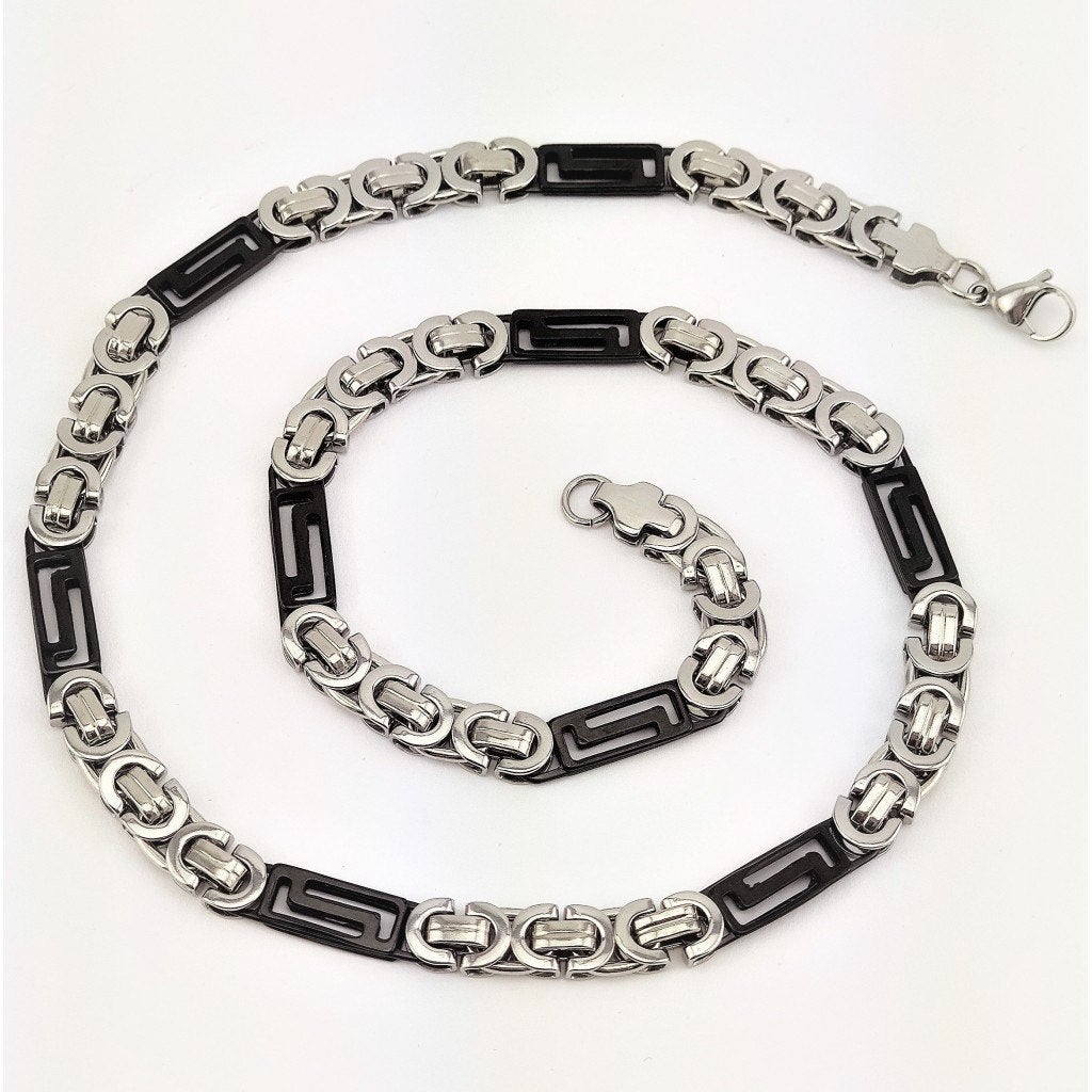 8,5mm Koningsketting Heren - Zwart/Zilverkleurig stalen, Overige materialen, Birgitta-Gracht 33, 6465 EL Kerkrade, Nederland, Verzenden