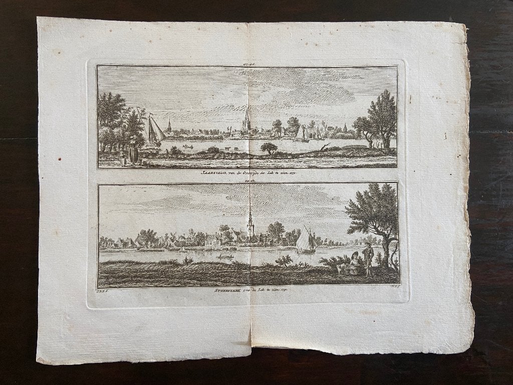 Jaarsveld en Streefkerk van de Overzyde van de Lek in 1750., Antiek en Kunst, Kunst | Etsen en Gravures, Ophalen of Verzenden