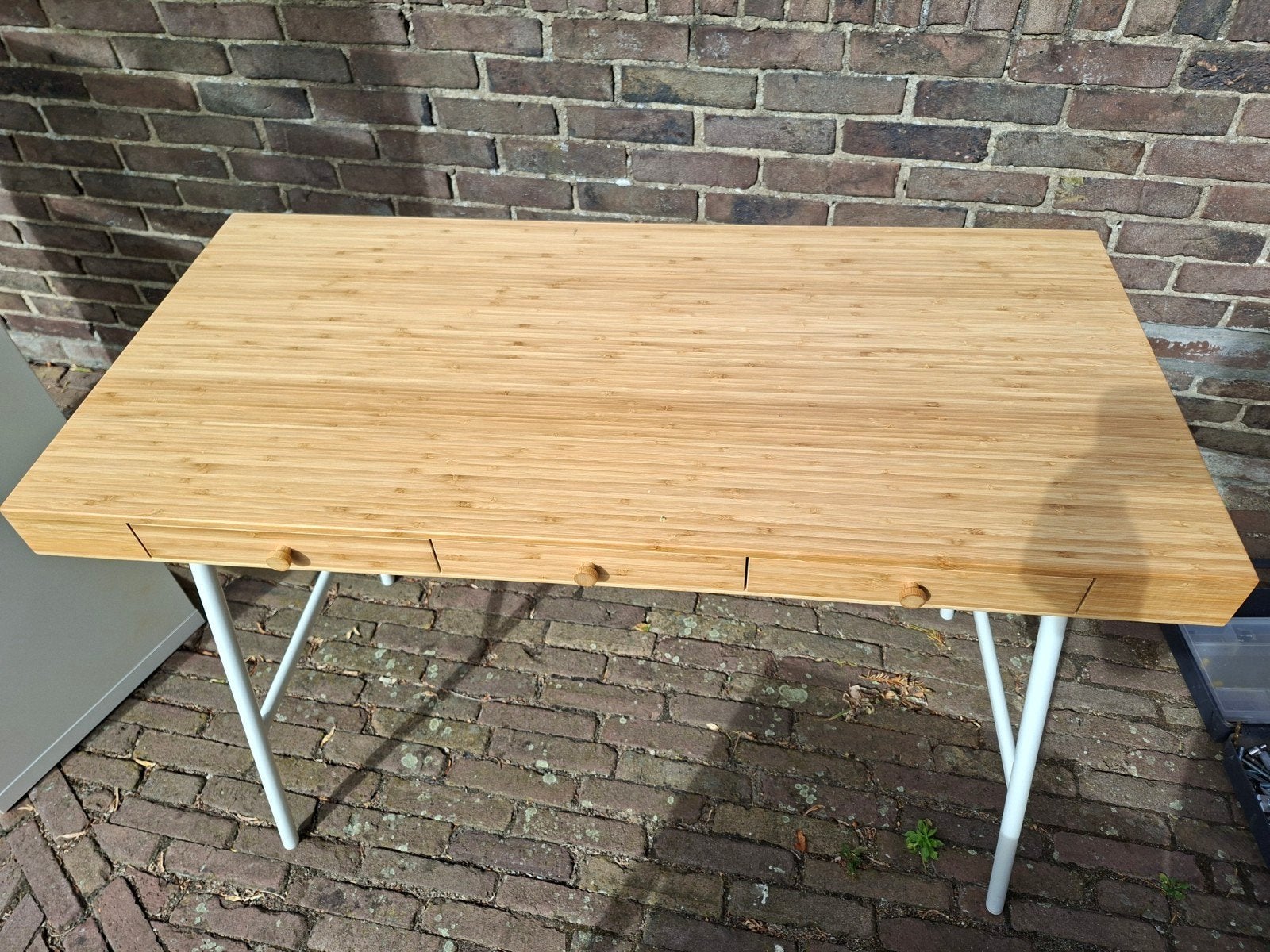 Ikea bureau bamboe 102x49cm, Ophalen, Zo goed als nieuw