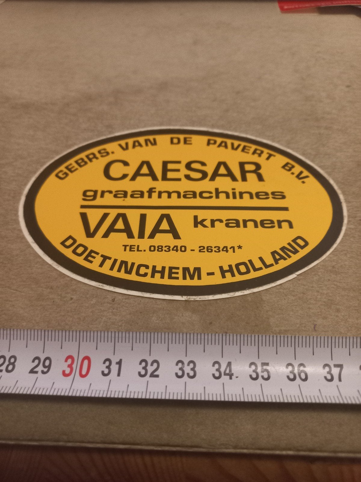 Vintage Caesar Graafmachines & Vaia Kranen Sticker, Ophalen of Verzenden, Overige typen