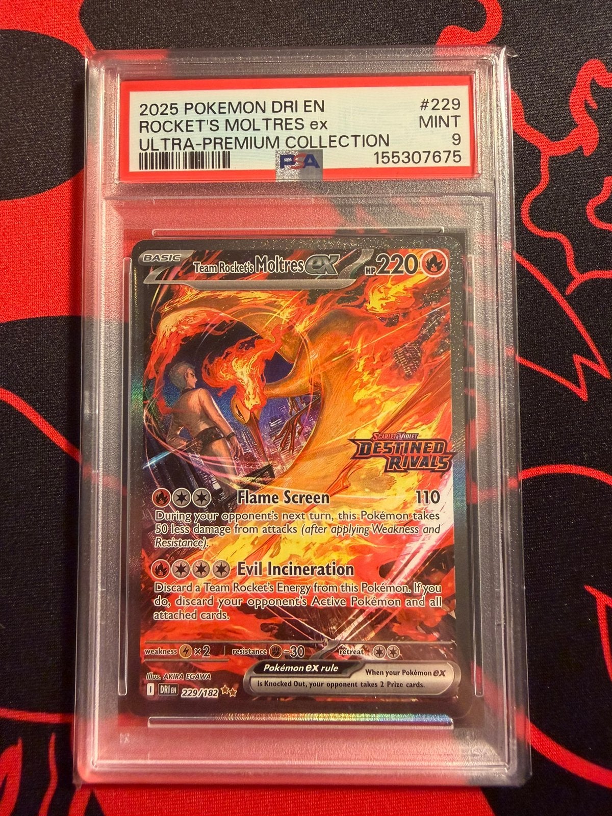 Team rocket moltres stamped 229 psa9 mint, Ophalen of Verzenden, Zo goed als nieuw